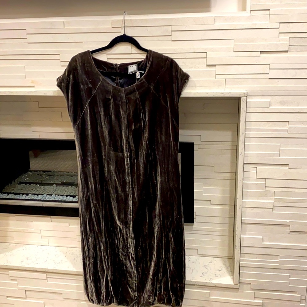 Lilith brand dress. European style, velvet dress. Cap sleeve, in dark sage.